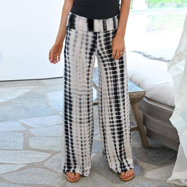 

women's pants & capris black and white tie dye wide leg women comfortable printed pantalones de mujer spring summer plus size, Black;white