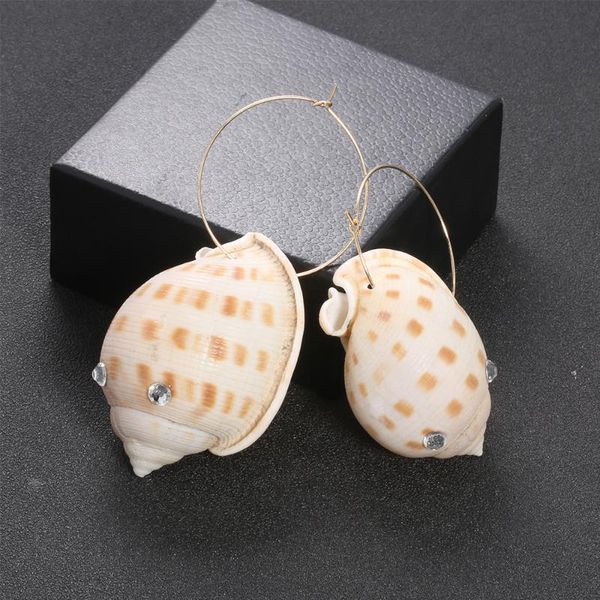

hoop & huggie oe selling bohemian natural shell pattern conch circle woman memorial day gift personalized jewelry, Golden;silver