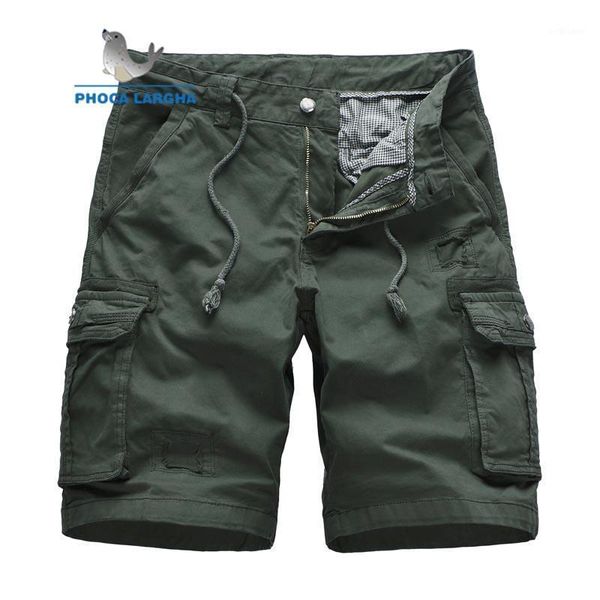 

mens cargo shorts 2021 brand solid color drawstring tactical men cotton loose work casual short pants male men's, White;black