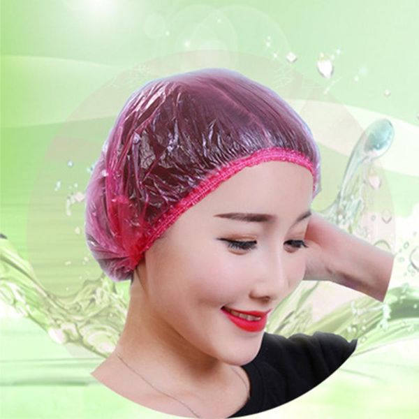 

shower caps disposable hat bathing el one-off elastic cap clear hair salon bathroom products bath
