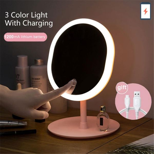 

compact mirrors makeup mirror with led lights adjustable three modes standing magnifier touch screen table desk vanity