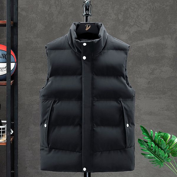

men's vests high neck sleeveless jacket, large 5xl men's vest, military khaki casual solid vest, Black;white