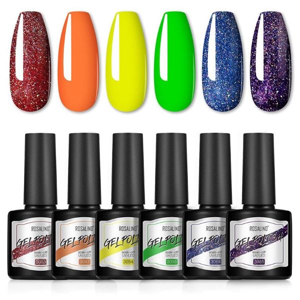 

nail gel m4ya polish 6pcs/set 8ml soak off uv varnishes hybrydowe for manicure need cured base coat, Red;pink