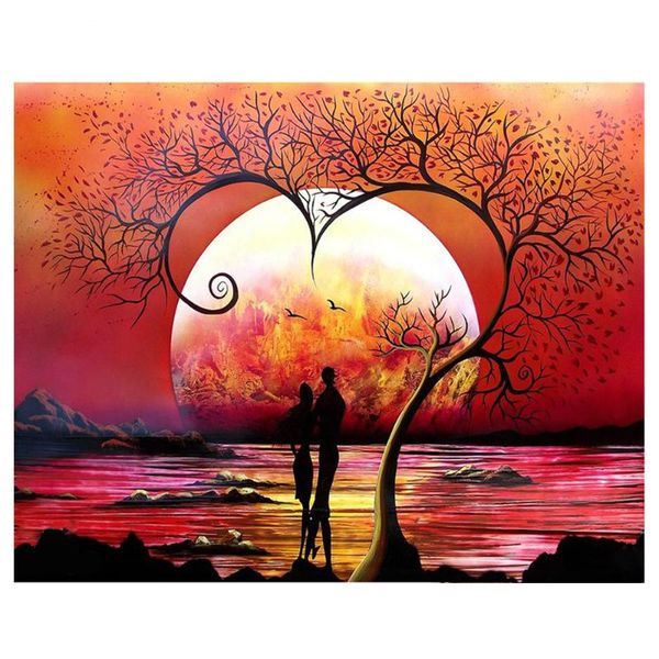 

diamond painting diy sunset 5d embroidery landscape full round mosaic rhinestone picture wedding home decor