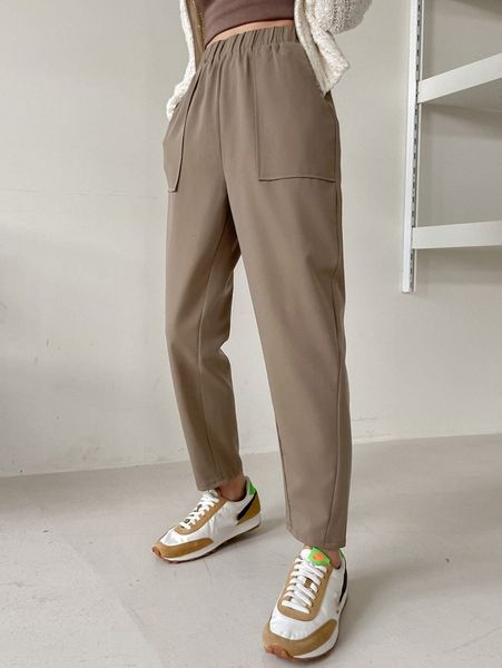 

dazy high waist slant pockets pants u8ka#, Black;white