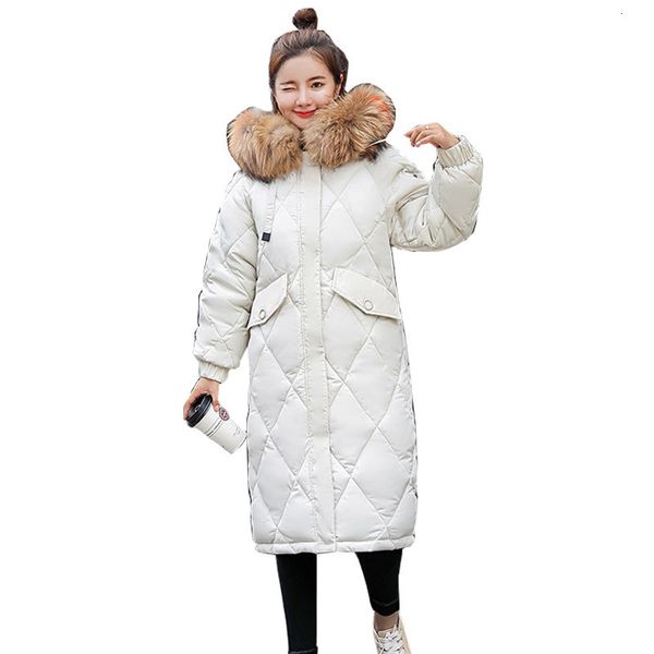 

women's down & parkas winter big fur hood long coat jacket thick warm women casaco feminino abrigos mujer invierno cotton padded w, Black