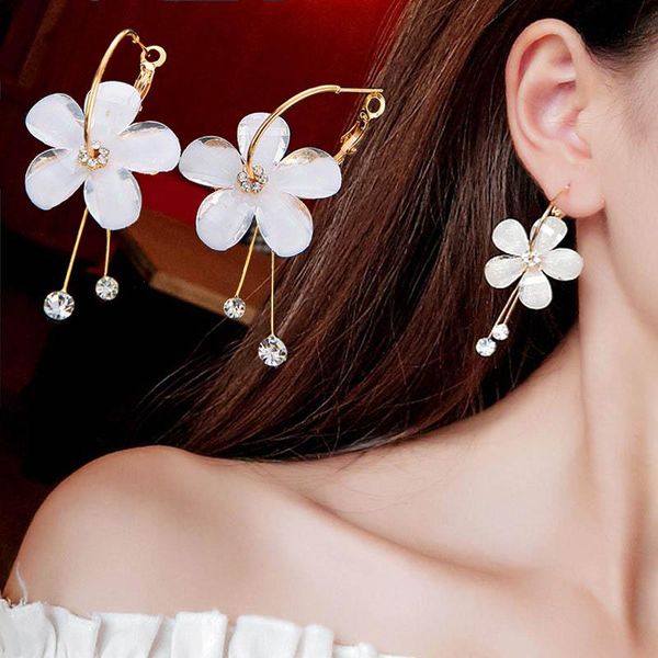 

hoop & huggie big earrings charming crystal flower fashion jewelry earring american european style brincos bijoux women gift 2021, Golden;silver