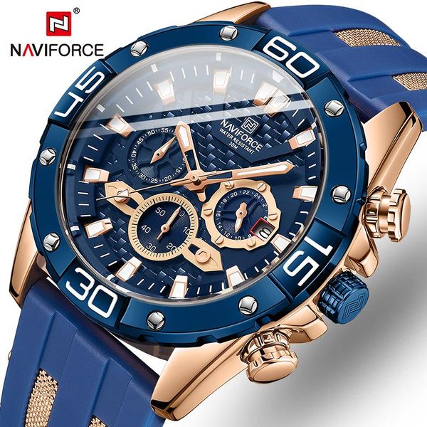 

wristwatches naviforce men watch casual chrono date fashion clock sport waterproof quartz male military relogio masculino, Slivery;brown