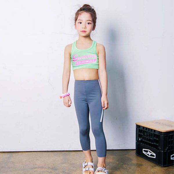 

children's swimsuit split girl's middle and small children's vest sportswear trousers quick dry summer, Blue