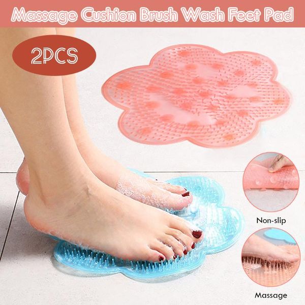 

bath mats round silicone massage cushion brush for lazy wash feet clean dead skin bathroom artifact back shower foot