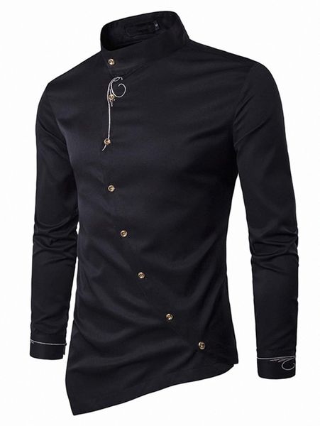 

men stand collar button front shirt u2h3#, White;black