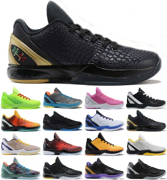 

basketball shoes protro 6 mamba forever white del sol green apple draft day black red pink purple reissue men's size 40-46
