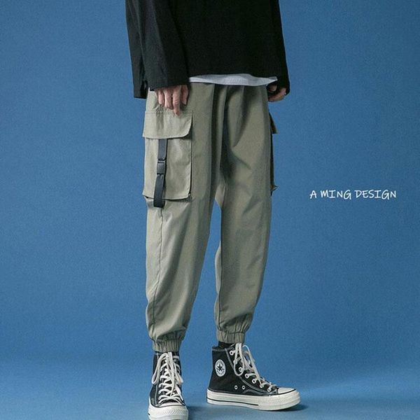 

streetwear men's cargo harem pants hip hop casual male track joggers trousers fashion harajuku sweatpants, Black