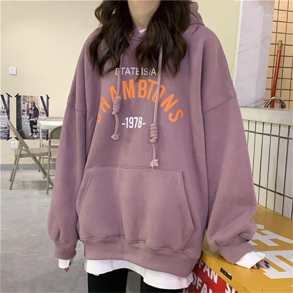 

& sweatshirts oversize women's sweatshirt loose korean lazy style bf thin salt series early autumn hoodies hoodie1 h9zs, Black