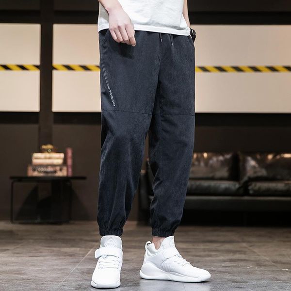

men's pants 2021 spring casual summer thin fashion capris loose sports harem, Black