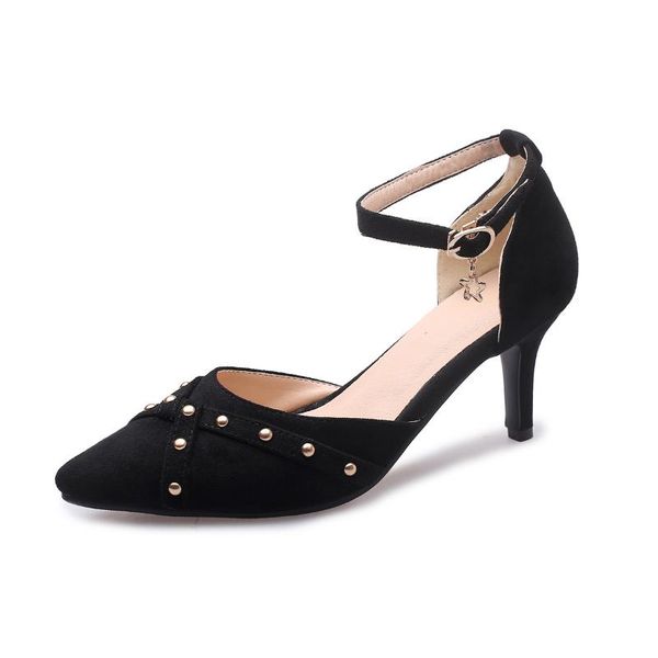 

small fresh 2021 summer stiletto with hollow sandals female 33-43, Black