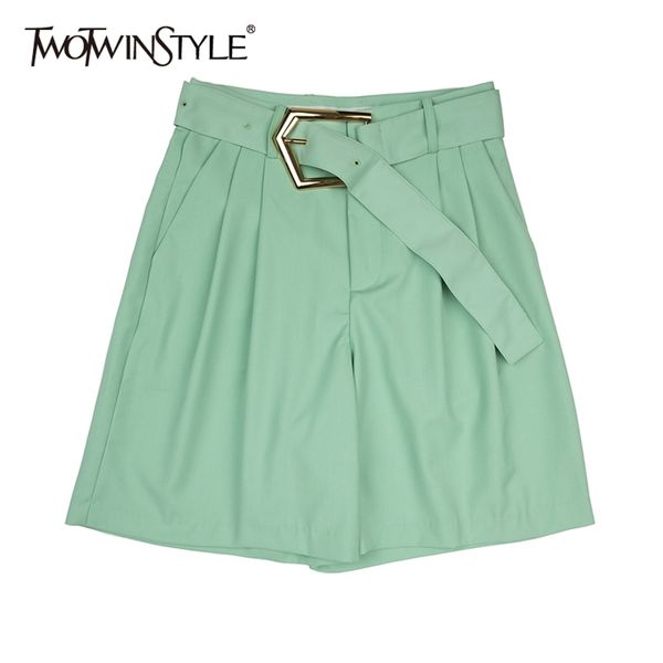 

casual minimalist short for women high waist sashes ruched loose wide leg shorts female fashion clothing 210521, White;black