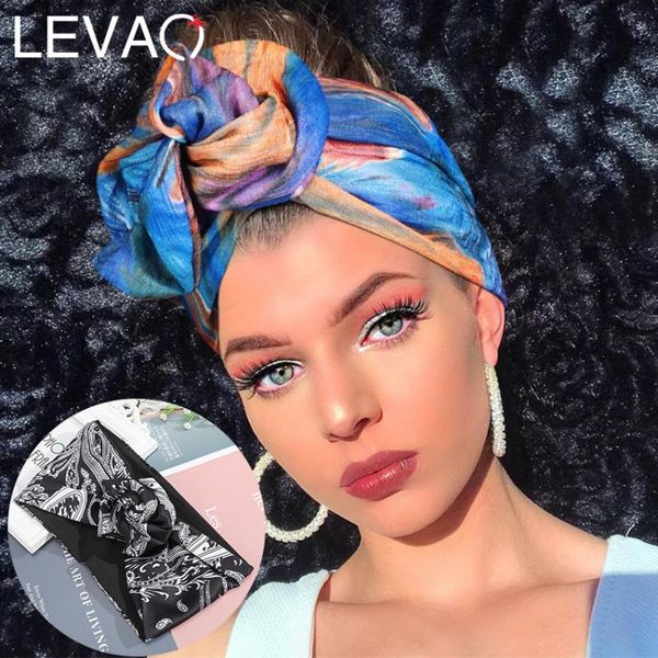 

levao flower printing bandana headband knotted fashion scarf hairbands hair accessories for women 2021 headwear