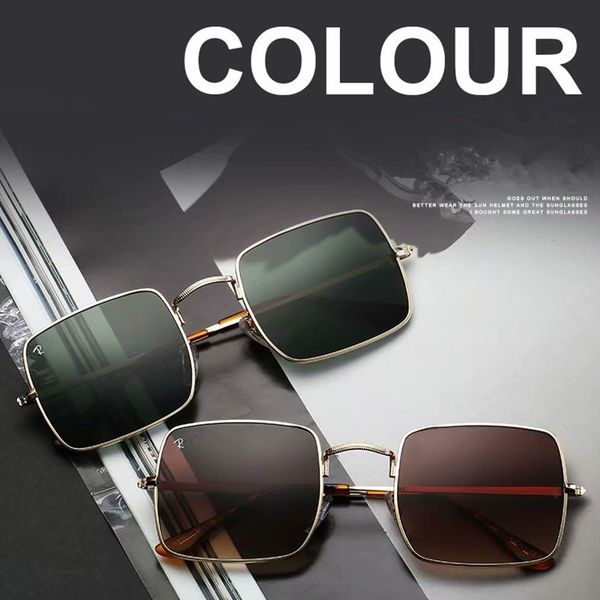

luxuryÂ designer sunglasses r brand design uv400 eyewear metal gold frame sun glasses men women gradient color 1971 glass lens with box, White;black