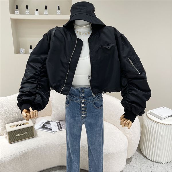 

jackets spring summer women's niche design loose and versatile baseball jacket short coat, Black;brown