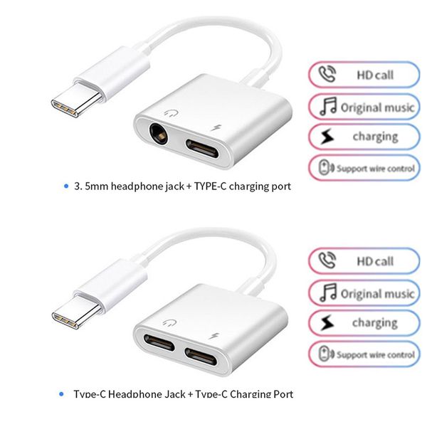 2 в 1 USB C Adapter 3.5 мм Джек зарядный кабель для Samsung Note 10 Plus S20 FE Note20 Ultra Splitter Type C до двойного преобразователя USBC