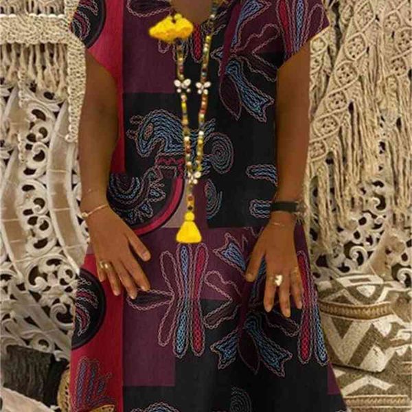 

women summer short sleeve cotton linen dress vestido robe kaftan femme vintage v neck floral printed party sundress, Black;gray