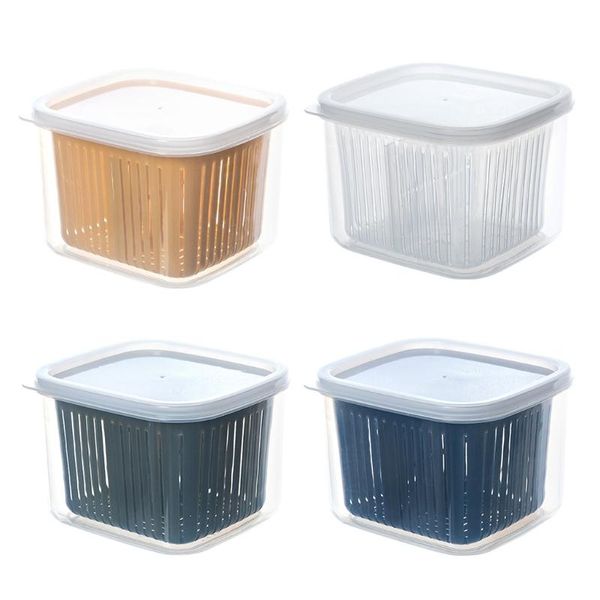 

storage bottles & jars portable square seal box green onion crisper kitchen ginger garlic refrigerator fruit freshness preservation