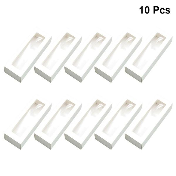 

gift wrap 10pcs macaron pvc boxes with clear window paper packaging box cookie containers for home dessert shop (white paper, small)