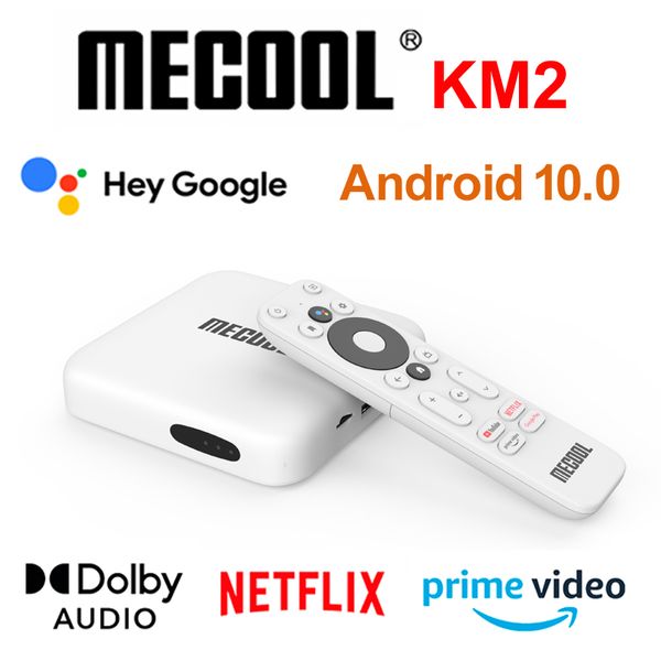 Mecool KM2 Android 10.0 TV Kutusu Netflix Google Sertifikalı ATV TVBox Amlogic S905X2 2GB DDR4 USB3.0 SPDIF 2.4G 5G Çift WiFi HDR 10 Widevine Bluetooth IR uzaktan kumanda