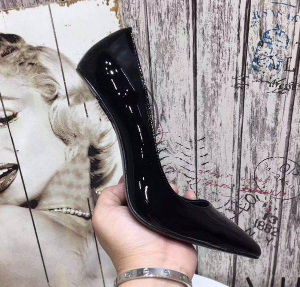 

light luxury noble stiletto patent leather solid color heel sandals high heels women occupation leisure pointed simplicity, Black