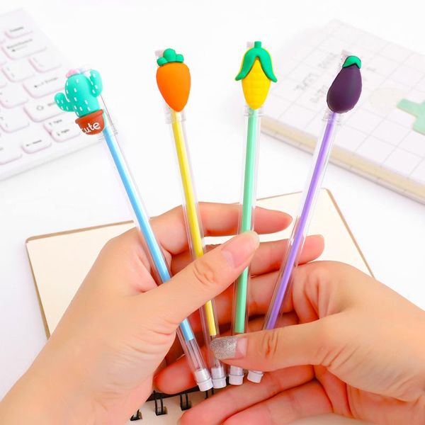 

ballpoint pens 2021 4pcs/set creative pen stationery cactus potted students vegetable carrot gifts writting kawaii cute for school, Blue;orange