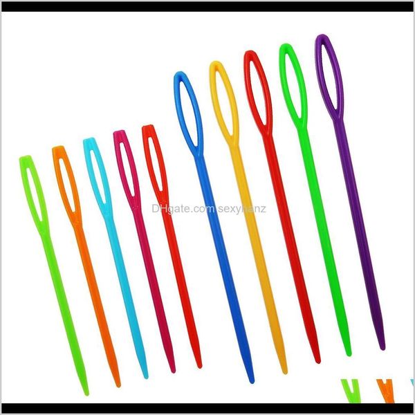 Notions Tools Apparel Drop Delivery 2021 200 pezzi aghi da cucito in plastica per bambini progetti di artigianato e ago multicolore 2 misure 7 cm 9 cm Afl