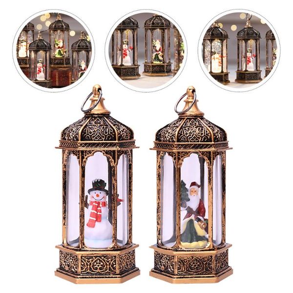 

candle holders 2pcs christmas themed wind light retro night lamp hexagonal lantern