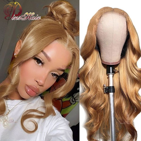 

blonde body wave lace front pigs peruvian honey golden human hair lace front wig, women's pre-pull color, Black