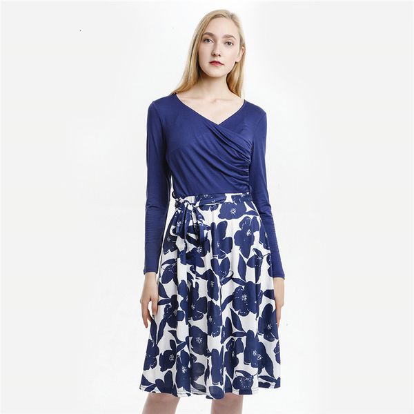 

casual dresses midi women spring autumn elegant vintage beach floral print long sleeve plus size 2xl 57a9, Black;gray