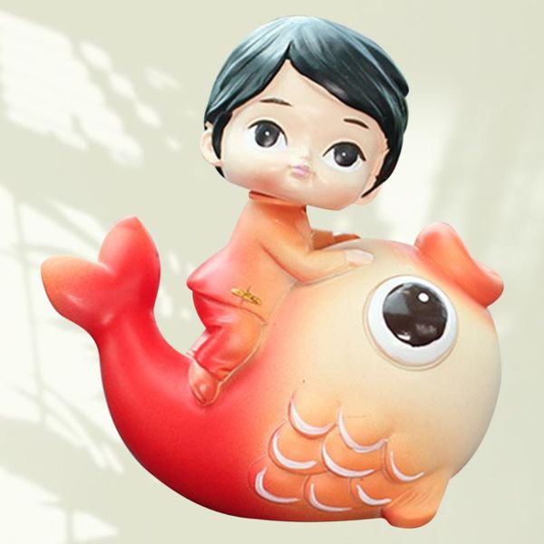 

interior decorations 1pc automobile ornament resin carp sculpture for decoration (red boy)