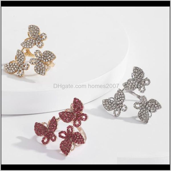 

jewelrybutterfly jewelry open rhinestone shape ring cocktail party for women birthday gift wedding rings drop delivery 2021 f4nga, Slivery;golden