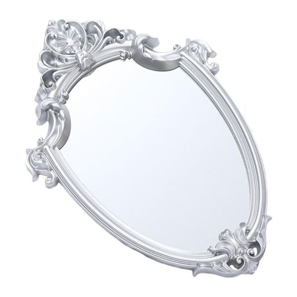 

mirrors 1pc vintage wall-mounted mirror embossed home decorative (silver)
