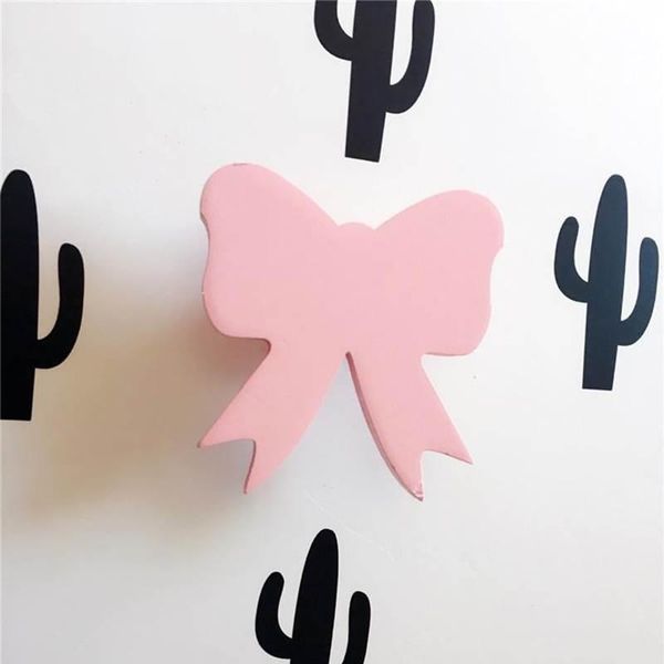

hooks & rails 1 pcs wooden cartoon bowknot hook kids room decorative clothing towel wall hanger 3 colors ins style