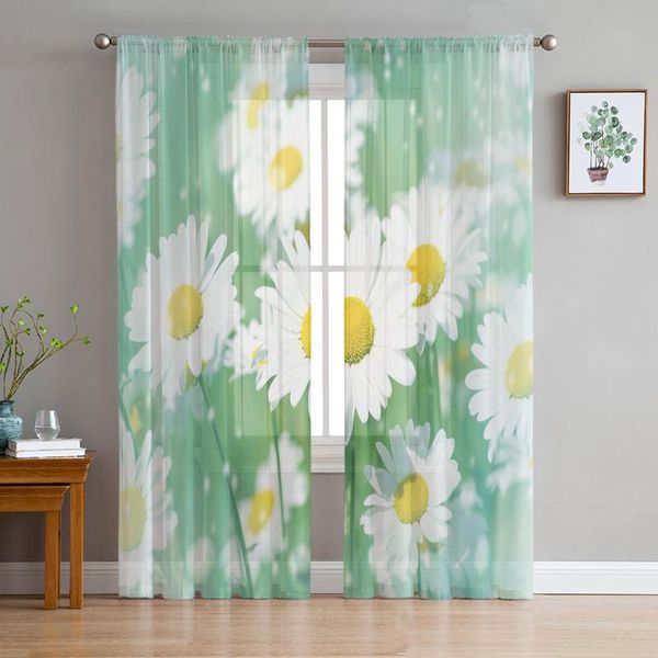 

curtain & drapes plant daisy flower window treatment tulle modern sheer curtains for kitchen living room the bedroom decoration