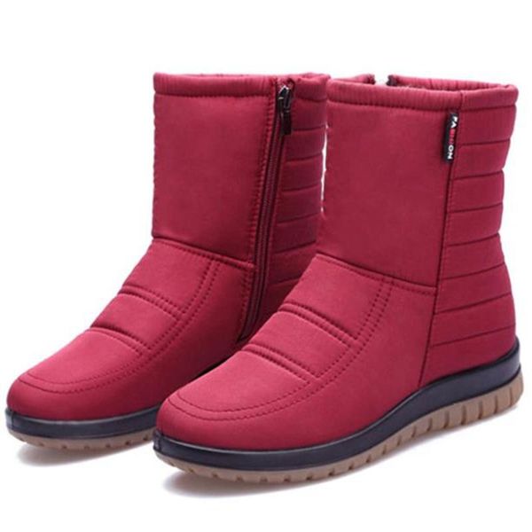 

boots cowhide snow women's winter warm plush thickened flat bottom middle tube mother cotton shoes, Black