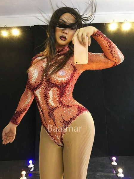 

women luxurious glisten crystals bodysuit one-piece stretch costume outfit performance nightclub show party dance wear dj women's jumps, Black;white