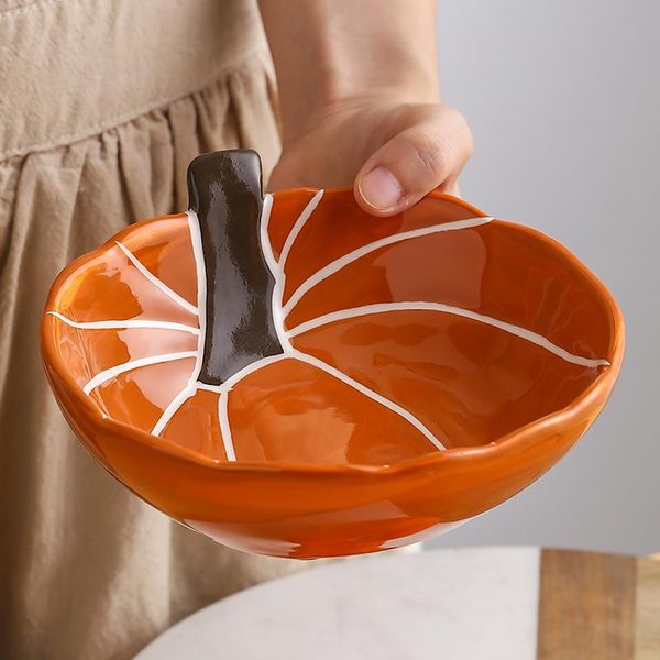 

bowls 320ml nordic art ceramic pumpkin shape soup noodle salad bowl minimalist home snack dessert dipping dish kitchen tableware
