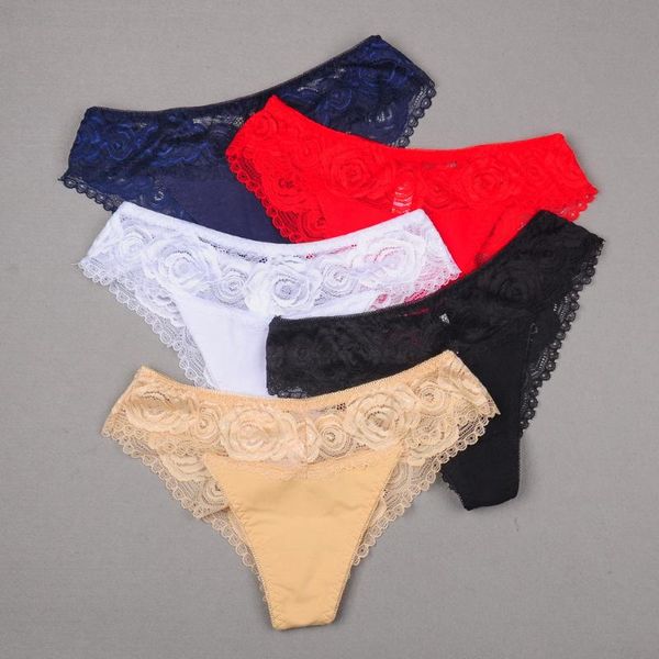 

women's swimwear plus size bikini panties lingerie underwear lace with cotton thong and women g string flower print bragas mujer, White;black