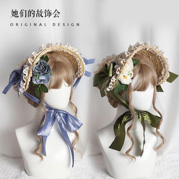 

other event & party supplies multicolor bonnet straw hat flat lolita original hand-made pastoral style gorgeous and elegant 2021 bnt
