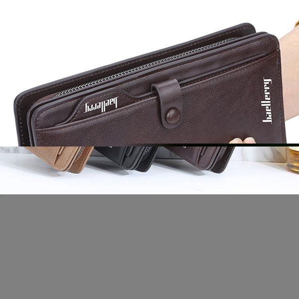 

arrival leather men wallets large capacity driver license phone wallet casual male clutch long zipper coin purses carteir, Red;black