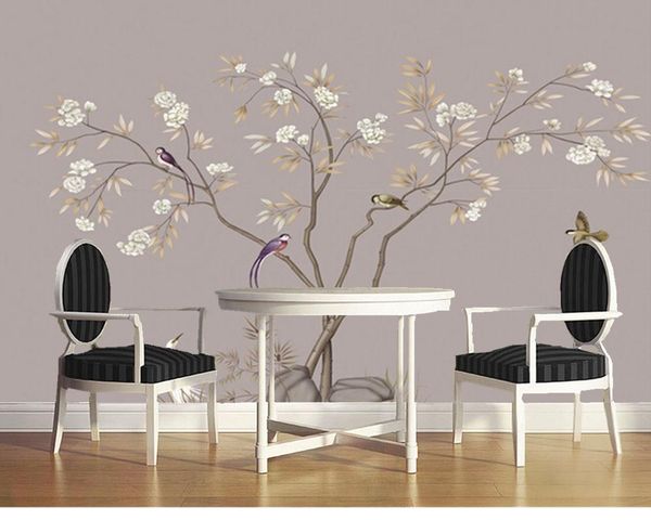 

wallpapers custom flower wallcoverings,hand painted plum bird murals for the living room bedroom tv background wall papel de parede