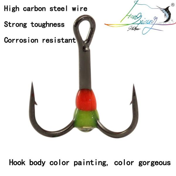 

40pcs high carbon steel treble fishing hooks 4#6#8#12#rainbow ice with box