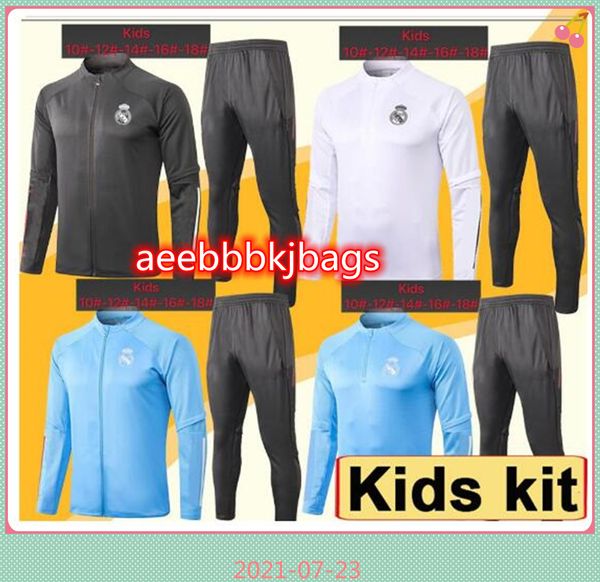 

20 21 hazard jacket kids kit soccer jerseys new sergiio ramos benzema casemiro tracksuit child suit training wear football shirts top, Black