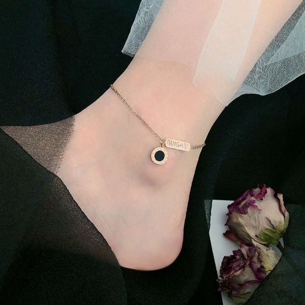 

net red titanium steel female cool style letter 2020 new chain korean simple anklet, Red;blue